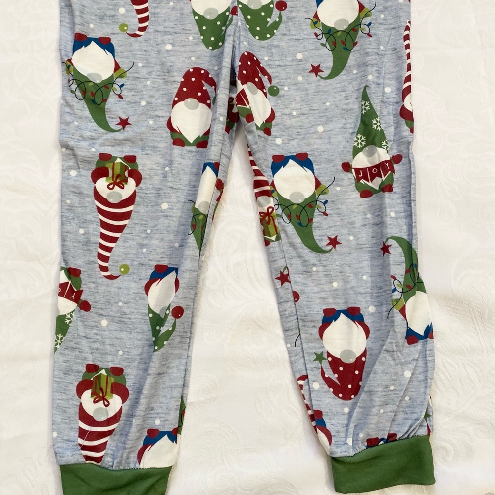PatPat Kids Christmas Gnome All-over Print Long-sleeve Green Romper Pajamas Sets - Picture 6 of 8